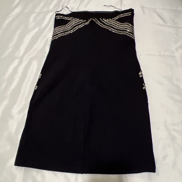 Vgt Guess Y2K Studded Strapless BodyCon Dress 10 Punk Sexy Vamp Mini - Picture 9 of 14